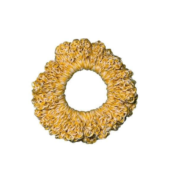 Yellow Crochet Hair Scrunchie - Picture 3 of 6